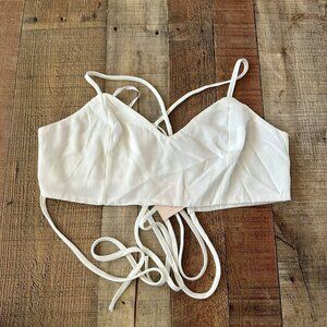 Superdown Revolve Kiya Tie Back rop Top White Wrap Tie Bralette Top L